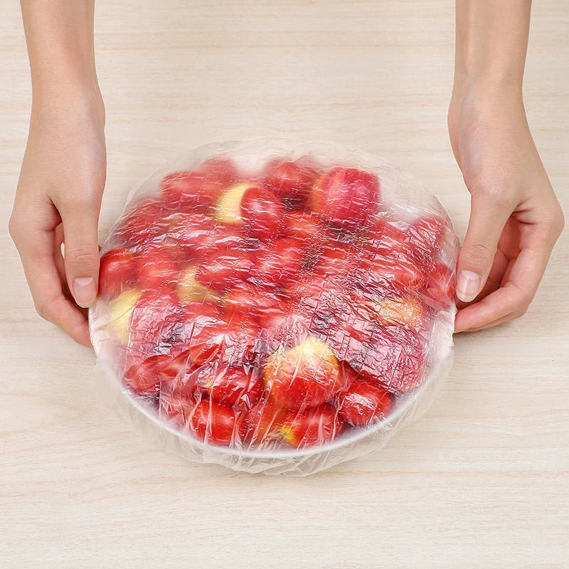 Combo 100 màng bọc thực phẩm PE túi gấu có chun co giãn bọc đồ ăn, chùm đầu đa năng