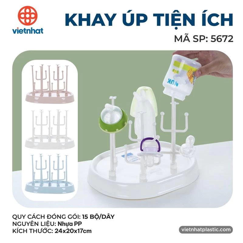 Khay úp tiện ích chân y, úp bình sữa, úp cốc, núm ti thông minh nhựa cao cấp Việt Nhật 5672