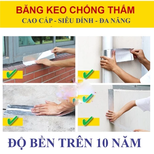 Cuộn Băng Keo Chống Thấm Dài 5M Rộng 5cm, 10cm - Keo Dán Siêu Dính, Chống Thấm Nước, Chống Dột