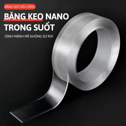 (LOẠI DÀY - NẶNG) Băng Keo Nano, Băng Keo Siêu Dính 2 Mặt Trong Suốt Có Thể Tái Sử Dụng Dài 3M - 5M
