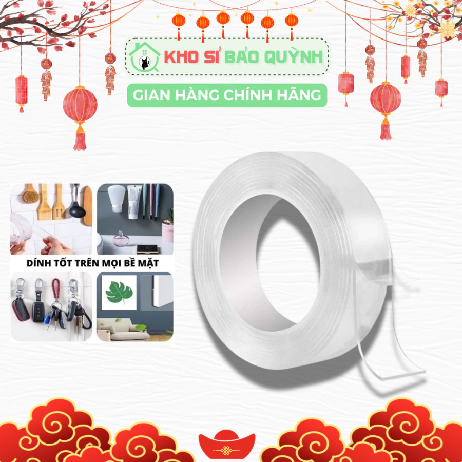 (LOẠI DÀY - NẶNG) Băng Keo Nano, Băng Keo Siêu Dính 2 Mặt Trong Suốt Có Thể Tái Sử Dụng Dài 3M - 5M