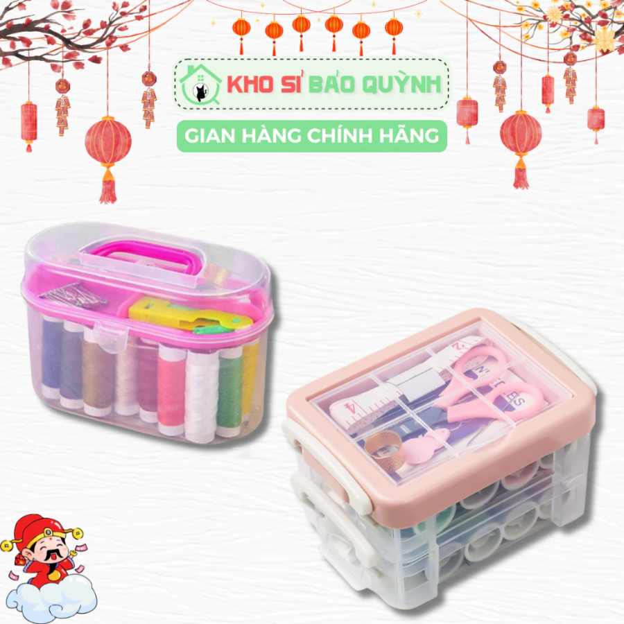 Hộp kim chỉ may vá đa năng 2 Tầng, 3 Tầng - Bộ kim chỉ dùng trong may vá kèm hộp đựng siêu tiện ích
