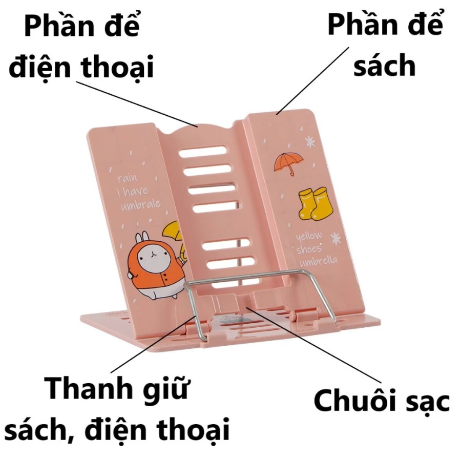 Giá kẹp đỡ sách, đỡ điện thoại để bàn chống cận thị cho bé Việt Nhật 5693 - Giao màu ngẫu nhiên