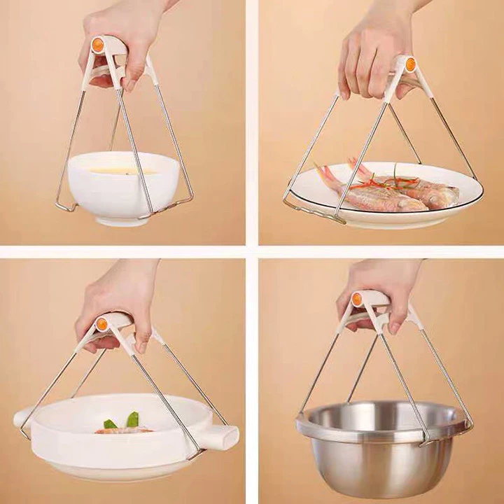 Combo 3 Món Dụng Cụ Kẹp Gắp Kẹp Bát Đĩa, Găng Tay Nhắc Nồi Chống Nóng,Kẹp Thức Ăn Nóng,Thép Không Gỉ